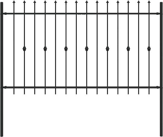 vidaXL Metallic Fence Grilles with Spears in Black Colour 1.3x2m