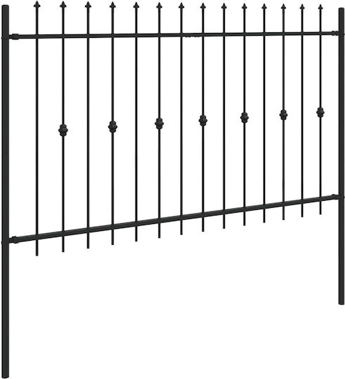 vidaXL Metallic Fence Grilles with Spears in Black Colour 1.3x2m
