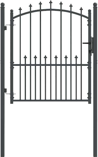 vidaXL Metal Fence Gate with Spears in Gray Color 1.0x1.25m