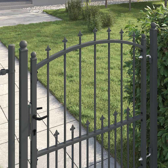 vidaXL Metal Fence Gate with Spears in Gray Color 1.0x1.25m