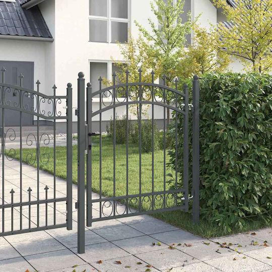 vidaXL Metallisches Gartentor mit Speeren in Grau Farbe 1x1.25m