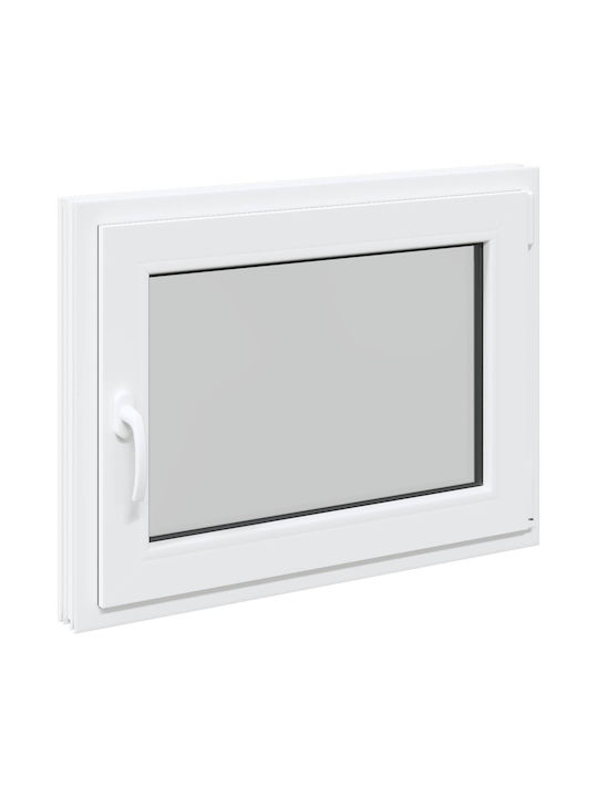 vidaXL Hinged PVC Window W80xH50cm