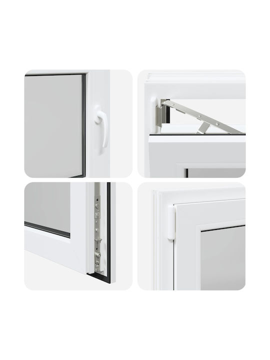 vidaXL Hinged PVC Window Risor Width 80cm Height 60cm