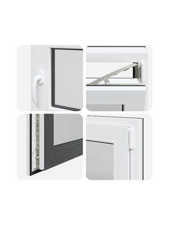 vidaXL Hinged PVC Window W60xH60cm