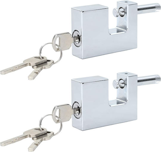 vidaXL Padlock Brass with Key 45mm Silver 2pcs