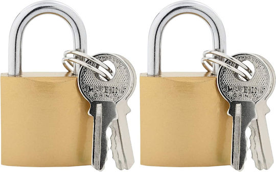 vidaXL Brass Padlock U-Shaped with Key 35mm 2 Pieces