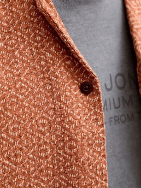 Short Sleeve Shirt in Wide Fit Terracotta