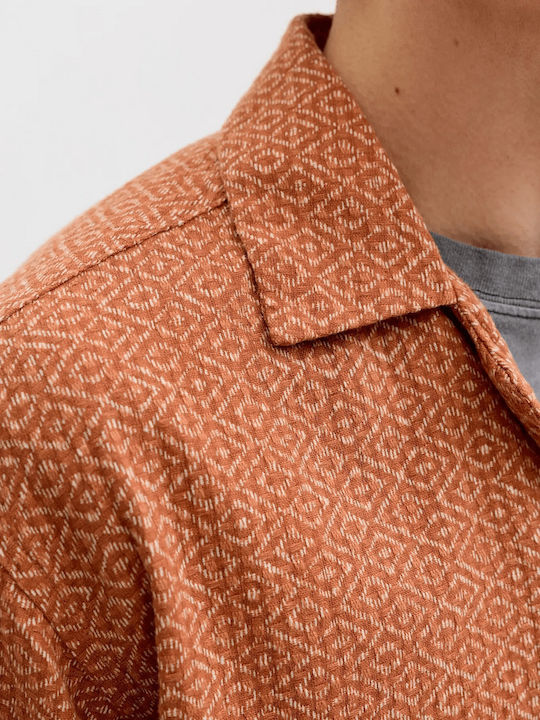 Short Sleeve Shirt in Wide Fit Terracotta