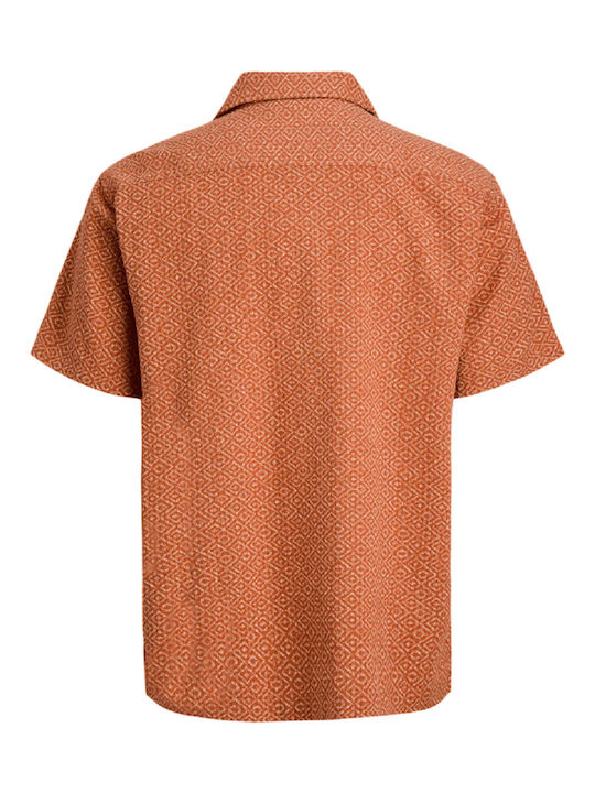 Short Sleeve Shirt in Wide Fit Terracotta