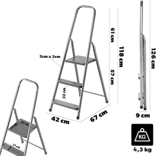 Kadax Scară Aluminiu cu 3 Trepte