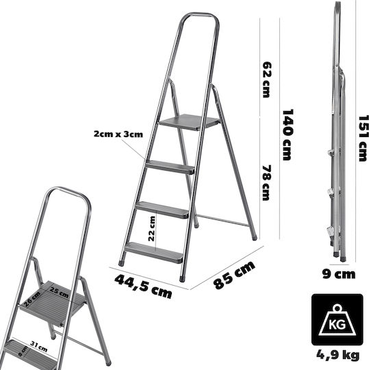 Kadax Scară Aluminiu cu 4 Trepte
