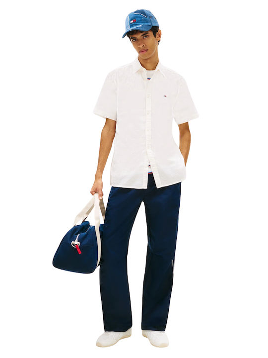 Short Sleeve Denim Shirt in Regular Fit White