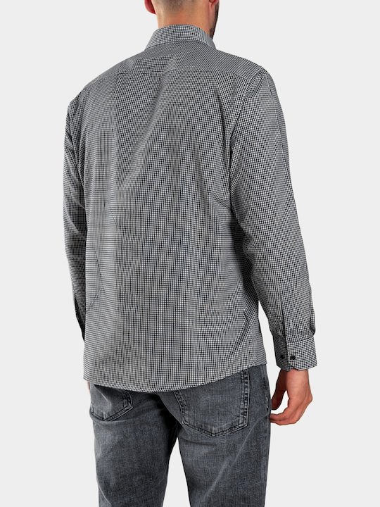 Long Sleeve Shirt Regular Fit Checked Black