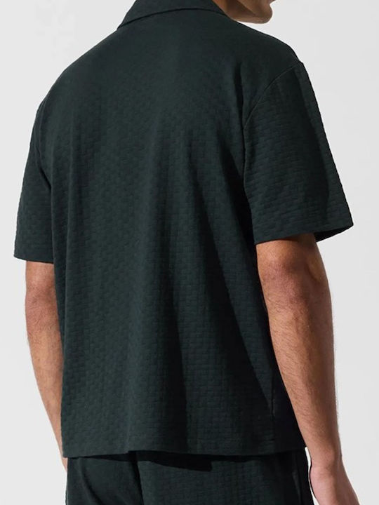 Short Sleeve Checked Shirt Dark Green