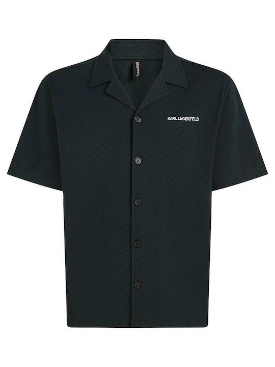 Short Sleeve Checked Shirt Dark Green