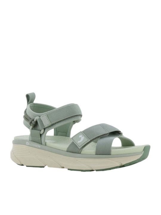 Damen Anatomisch Flache Sandalen Grün