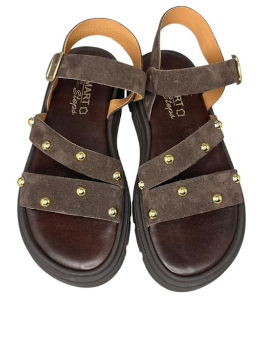 Damen Flatforms Braune Sandalen
