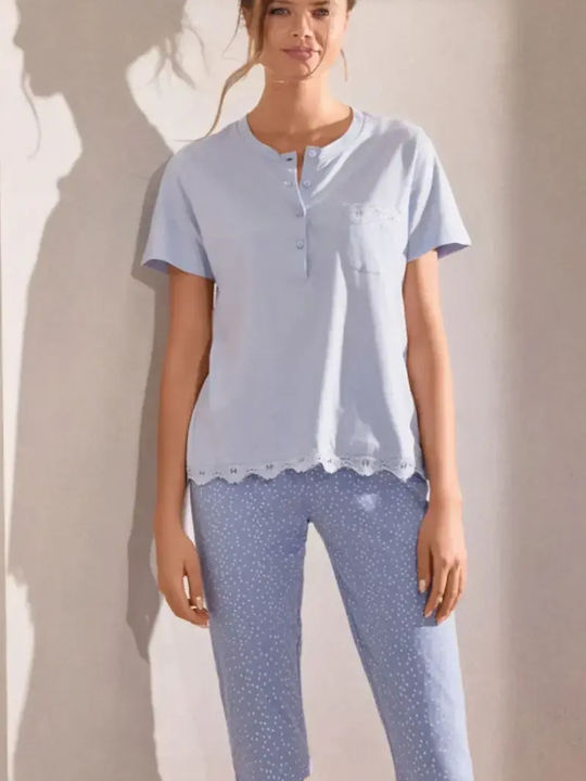 Infiore Set Pijamale Damă de Vară Albastru Deschis