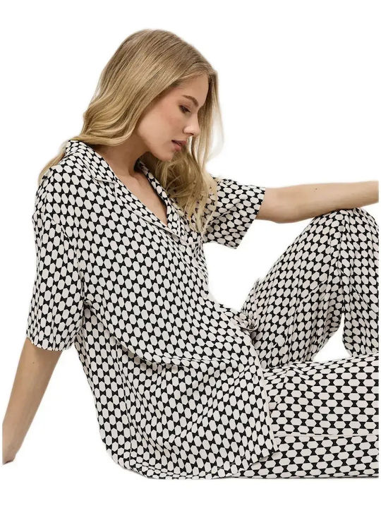 Aruelle Summer Women's Pyjama Set Beige-Black
