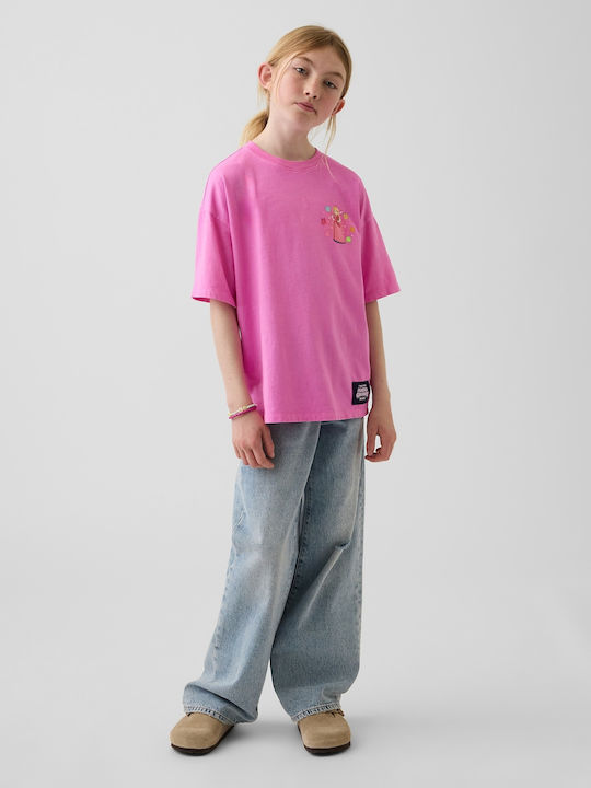 Kids Top Short-sleeved Neon Pink Glow