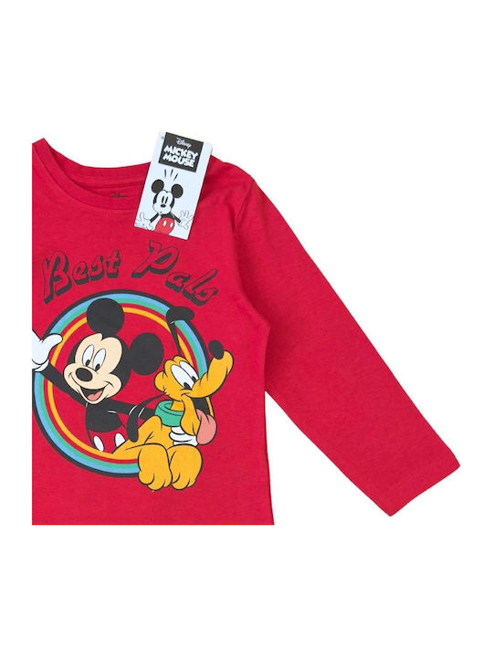 Kids Long-Sleeved Red Blouse Mickey Mouse