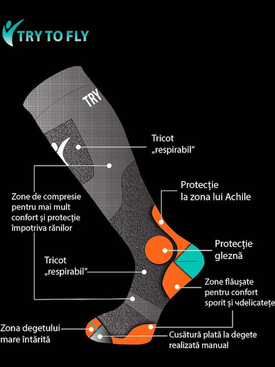 Try to Fly Men's Thermals Compression Socks Black