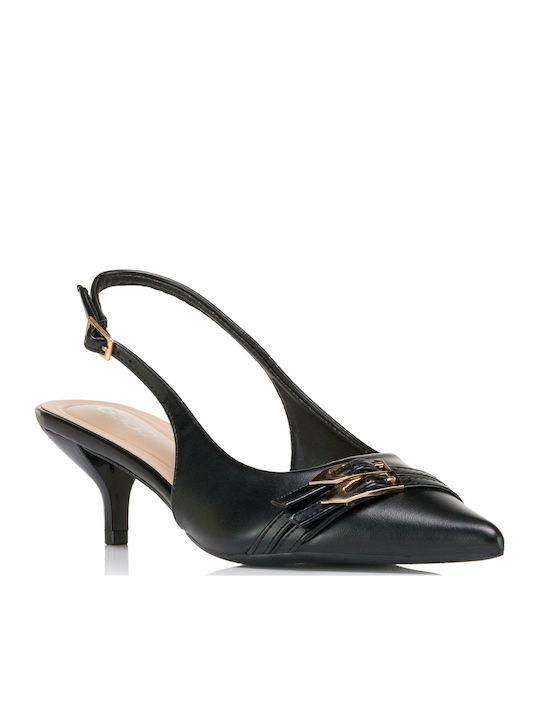 Pointed Toe Heels with Strap Black