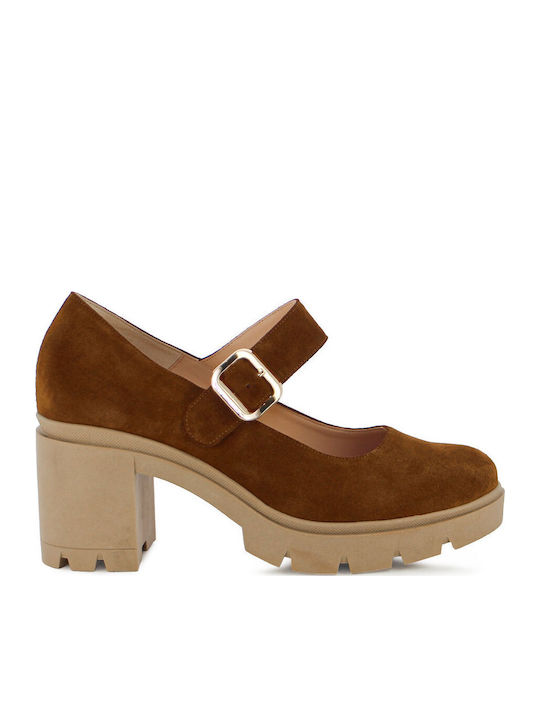 Leather Heels With Medium Tabac Brown Heel