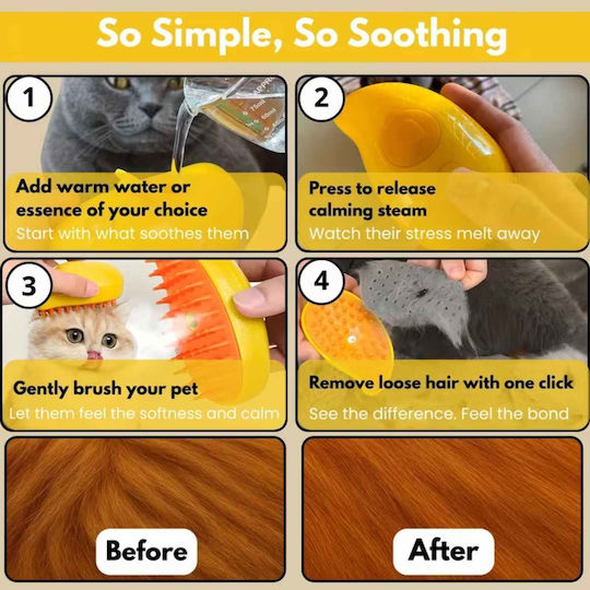 Uncle George Electric Dog Brush for Coat Grooming Yellow