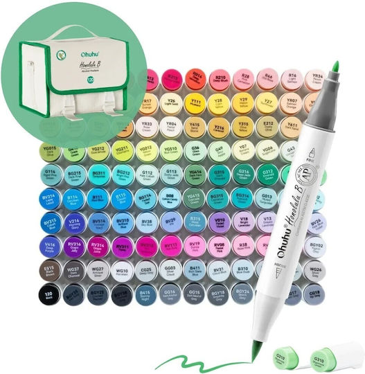 Ohuhu Honolulu B Grundfarben Zeichenstifte Alkohol Brush & Chisel Set 120 Farben