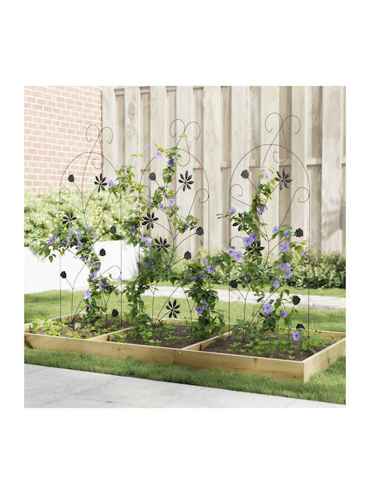 Garden Trellises Metal in Black Colour 112x40cm 3 Pieces