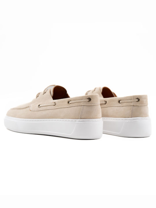 Δερμάτινα Ανδρικά Boat Shoes σε Μπεζ Χρώμα