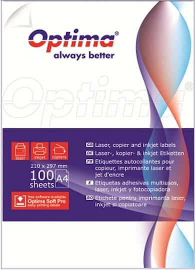 Optima Самозалепващи се Етикети А4 Кръгли 25mm