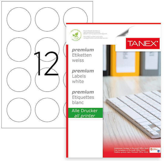 Tanex Etichete Autoadezive A4 Rotunde 60mm