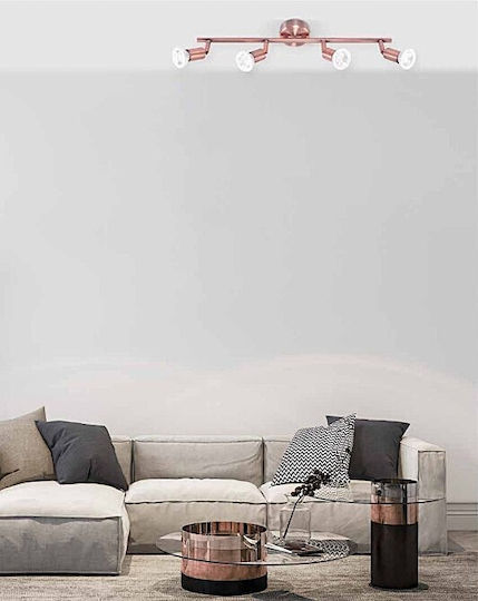 Home Lighting Spot with 4 Lights and with Socket GU10 in Copper Color
