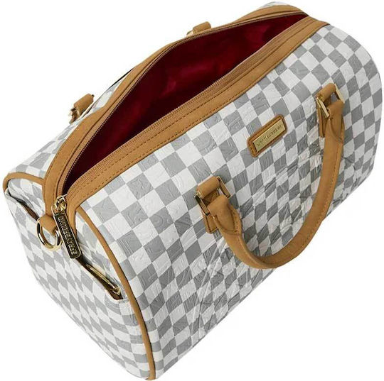Sprayground Check Σακ Βουαγιάζ Μπεζ από Δερματίνη Μ32xΠ15xΥ24εκ.