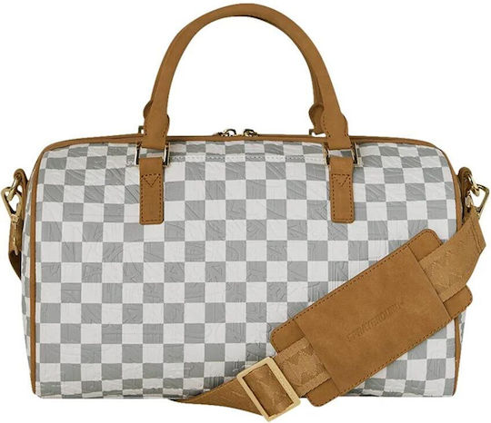 Sprayground Check Σακ Βουαγιάζ Μπεζ από Δερματίνη Μ32xΠ15xΥ24εκ.