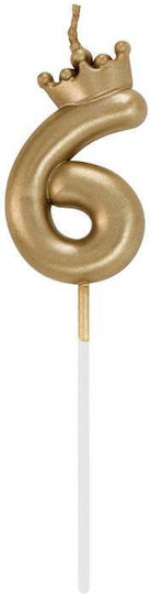 Candle Number 6 Crown Champagne Gold 6 Cm