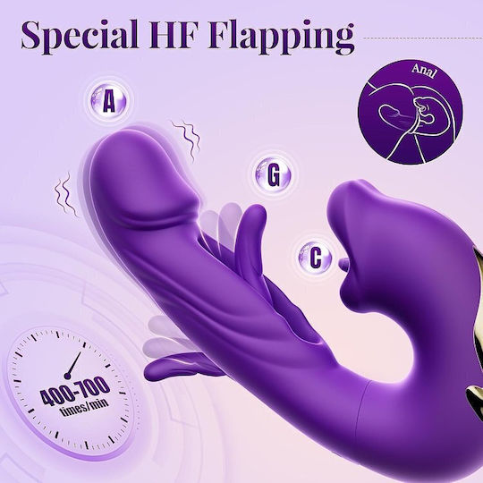 Smd Multitasker X3 Clitoral Licking Flapping & G Spot Vibrator 3-in-1 Vibrator 7 Vibration & Flapping Licking Modes Purple