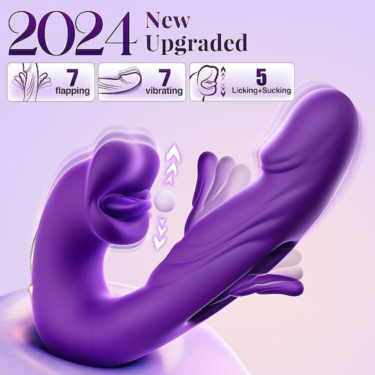 Smd Multitasker X3 Clitoral Licking Flapping & G Spot Vibrator 3-in-1 Vibrator 7 Vibration & Flapping Licking Modes Purple