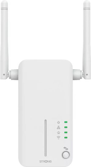 Strong Kit AV600 UK Plug Powerline Dual for Wireless Connection Wi‑Fi 4 with Passthrough Socket and 2 Ethernet Ports