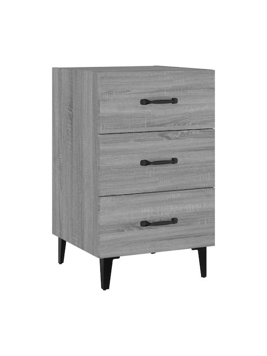 Wooden Bedside Table Γκρι Sonoma 40x40x66cm