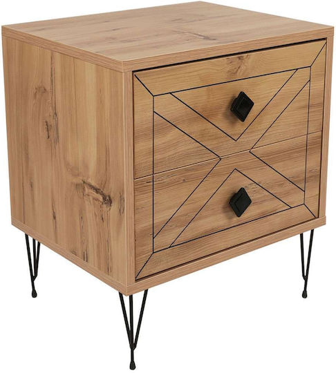 Luna Wooden Bedside Table Brown/Black 55x50x65cm Luna Wooden Bedside Table Brown/Black 55x50x65cm