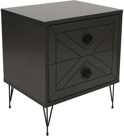 Luna Wooden Black Bedside Table 55x50x55cm Luna Wooden Black Bedside Table 55x50x55cm