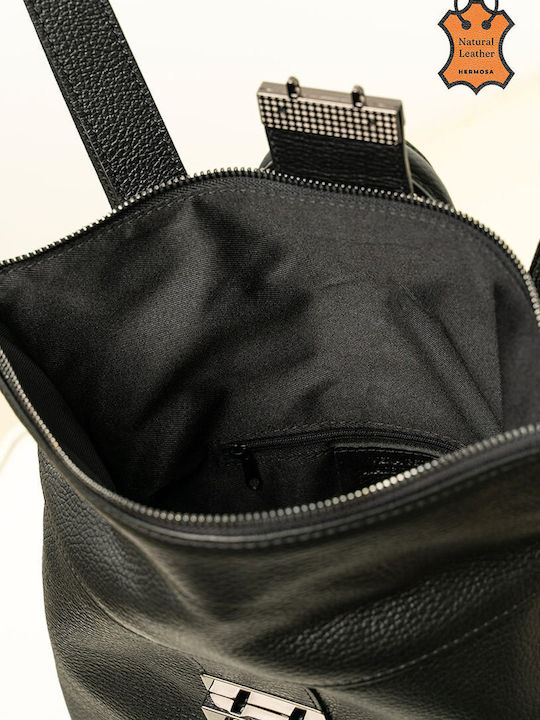 Leder Damen Rucksack Schwarz