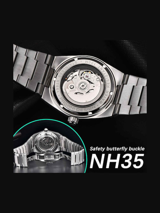 Pagani Design Ceas Barbatesc 40mm Automat cu Brățară din Metal Argintie