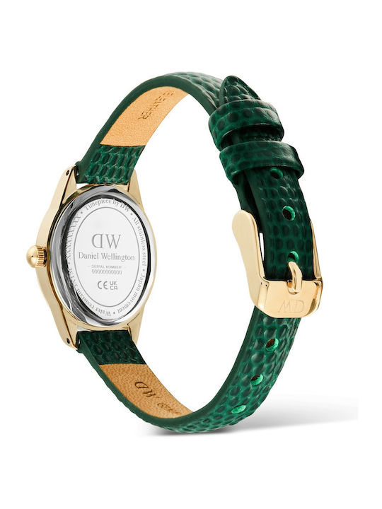 Daniel Wellington Γυναικείο Ρολόι Μπαταρίας με Χρυσό Δερμάτινο Λουράκι