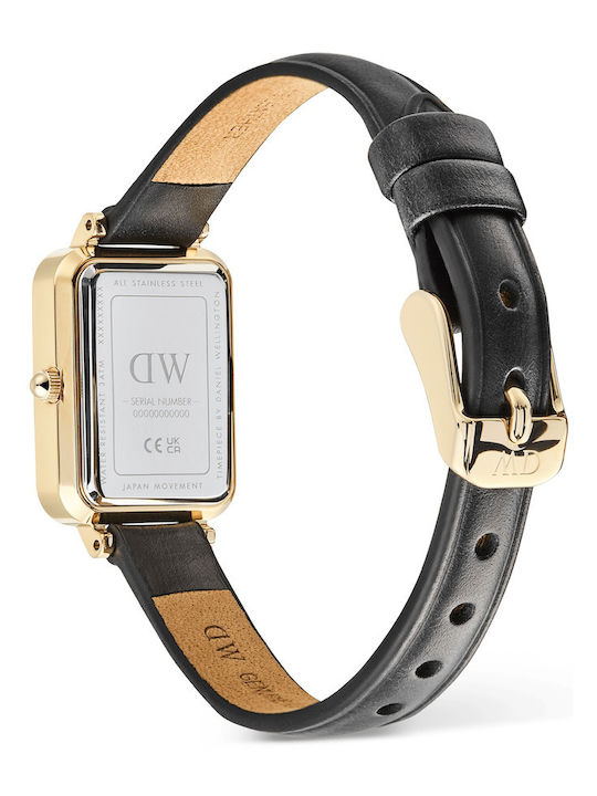 Daniel Wellington Quadro Ceas De Damă Cu Baterie Cu Curea Din Piele Aurie