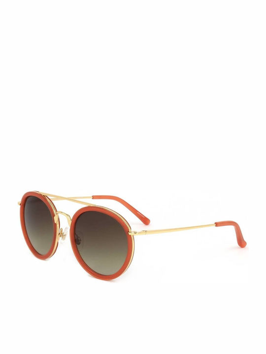 Linda Farrow Unisex Γυαλιά Ηλίου με Πορτοκαλί Σκελετό και Καφέ Φακό