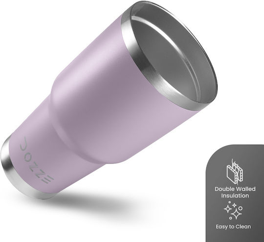 Dozze Ποτήρι Θερμός Ανοξείδωτο / Πλαστικό BPA Free 887ml Mauve Purple με Λαβή και Καλαμάκι